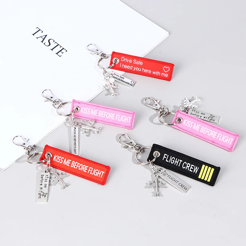 1PC Flight Keychain Set Kiss Me Before Flight Crew Drive Safe Mini Aircraft Metal Carving DIY Pendant Aviation Keyring thumbnail 6