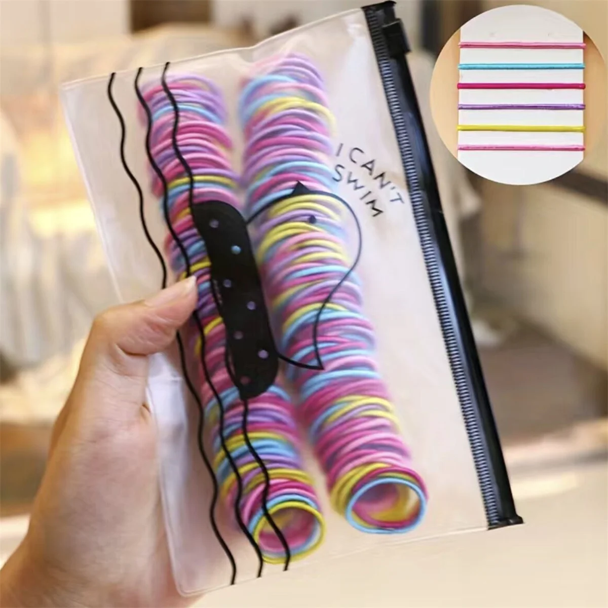 50/100/200/300pcs Cute Hair Ties For Kids & Girls - Colorful Elastic Polyester Hair Ties, Ideal choice for Gifts thumbnail 5