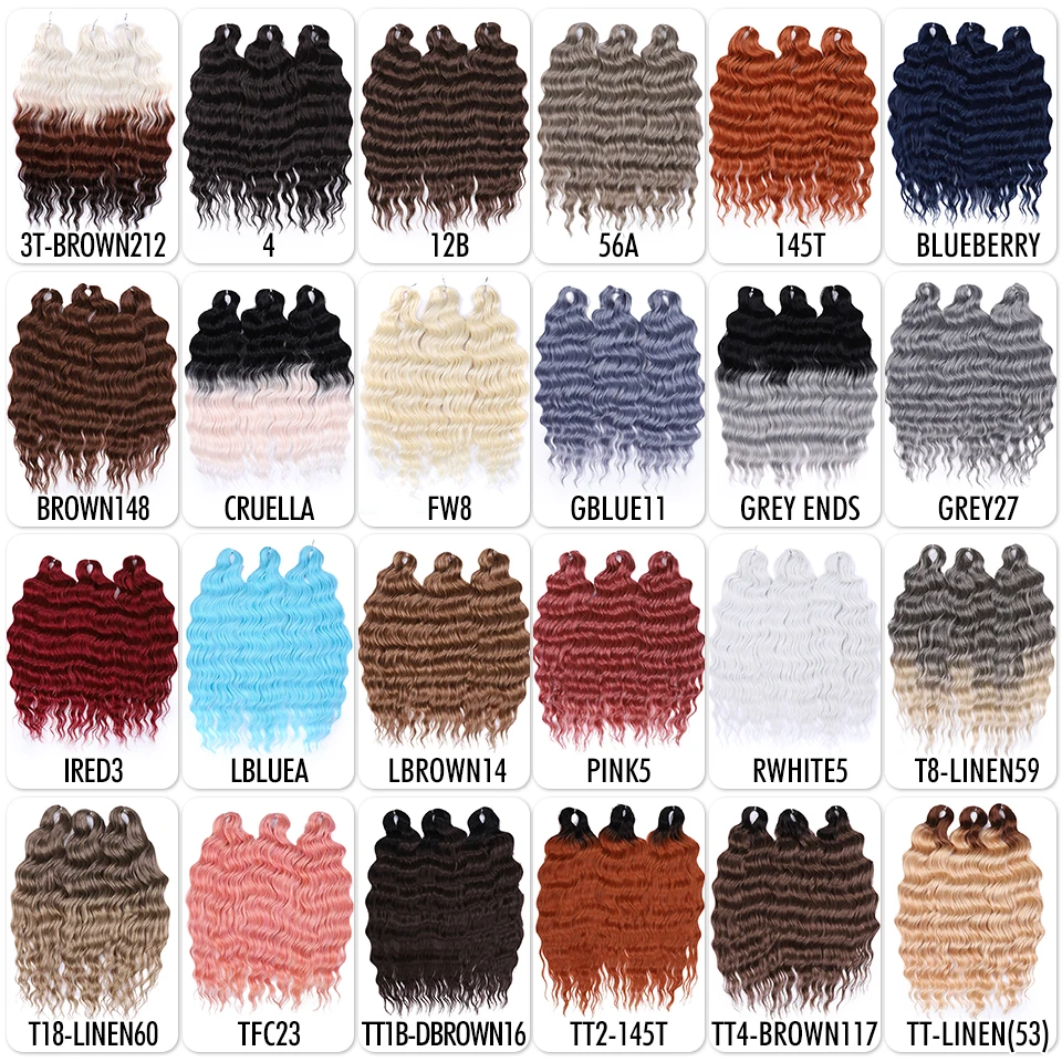 Anna 24 Inch Synthetic Hair Water Wave Braiding Hair Extensions Ombre Blonde Deep Wave Afro Curl Twist Crochet Hair for Women thumbnail 3