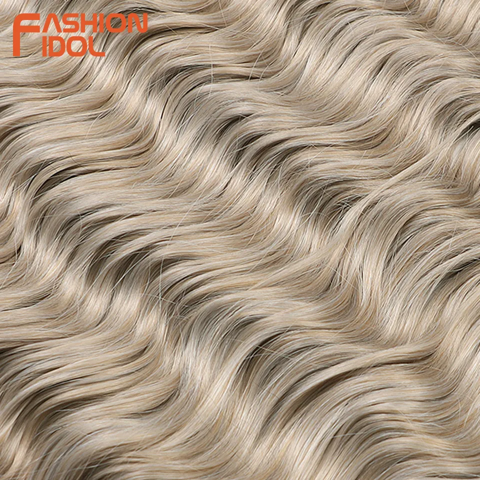 Anna 24 Inch Synthetic Hair Water Wave Braiding Hair Extensions Ombre Blonde Deep Wave Afro Curl Twist Crochet Hair for Women thumbnail 6