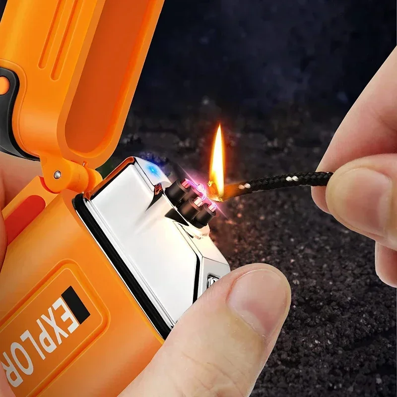 Waterproof Double Arc Lighter Rechargeable Windproof Plasma Lighter Outdoor Camping Flameless Smoking Accessories thumbnail 4