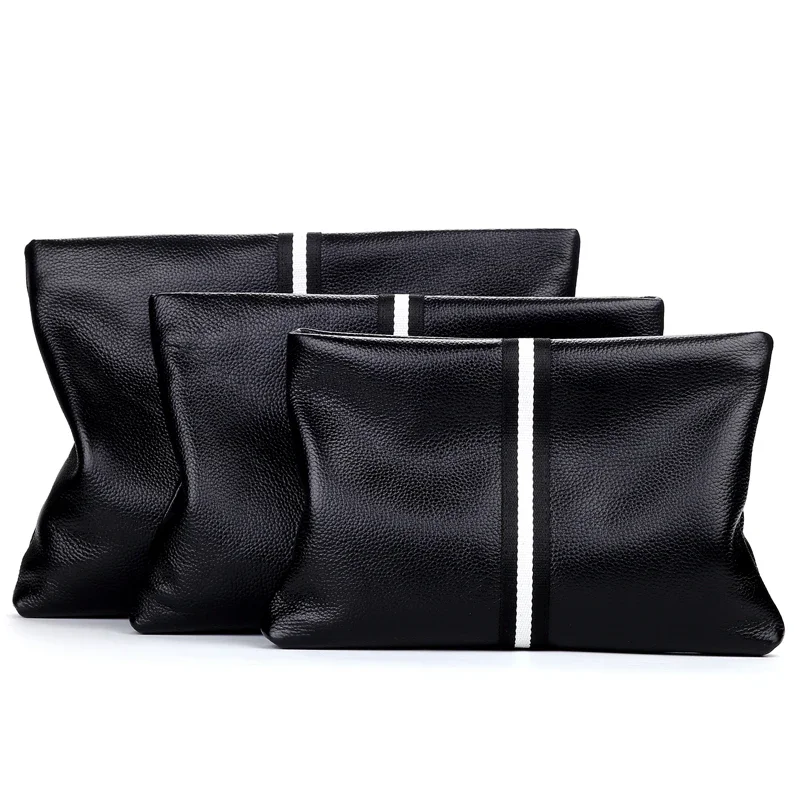 SENOFAN Authentic Hand Bag Men Stripe Real Leather Cowhide Clutches Male Pouch Wallet Designer Envelope Bag Korean Edition Hot thumbnail 2