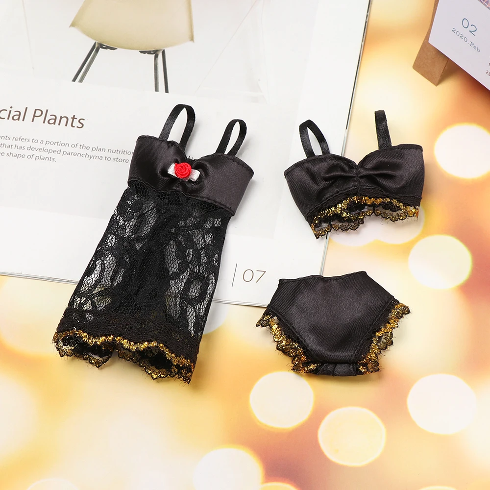 3PCS/Set Doll Skirt Lace Night Dress Bra Underwear 3 In 1 Clothes Set Sexy Pajamas Lingerie Dolls Accessories Baby Doll Toys thumbnail 4