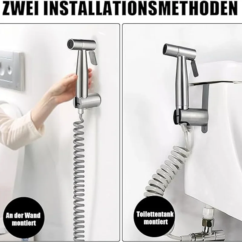 Handheld Bidet Toilet Sprayer Kit  stainless steel spray gun with 3 Way Valve，bellows Used for personal hygiene and pet bathing thumbnail 4