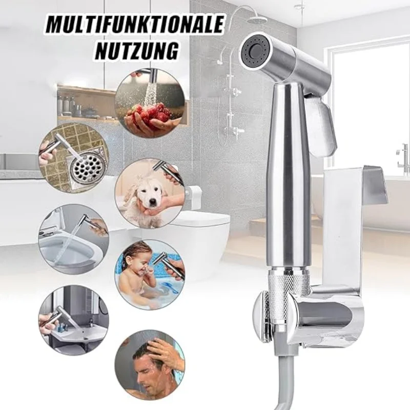 Handheld Bidet Toilet Sprayer Kit  stainless steel spray gun with 3 Way Valve，bellows Used for personal hygiene and pet bathing thumbnail 6