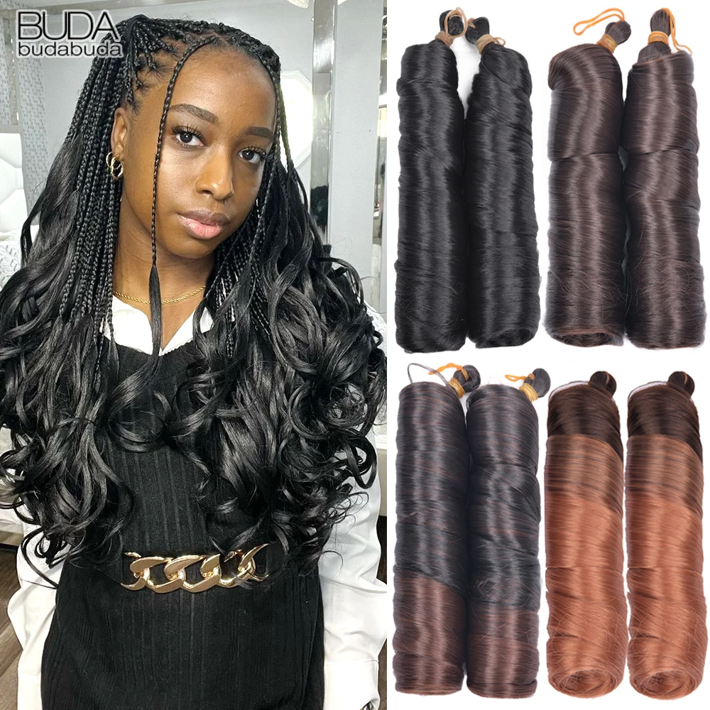 French Curls Braiding Hair Extensions Synthetic Hair Loose Wave Spiral Curl Braids High Temperature Ombre Pre Stretched Hair thumbnail 4