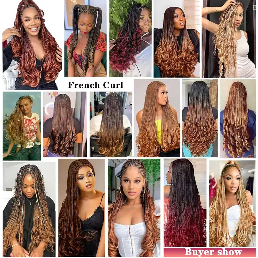 French Curls Braiding Hair Extensions Synthetic Hair Loose Wave Spiral Curl Braids High Temperature Ombre Pre Stretched Hair thumbnail 5