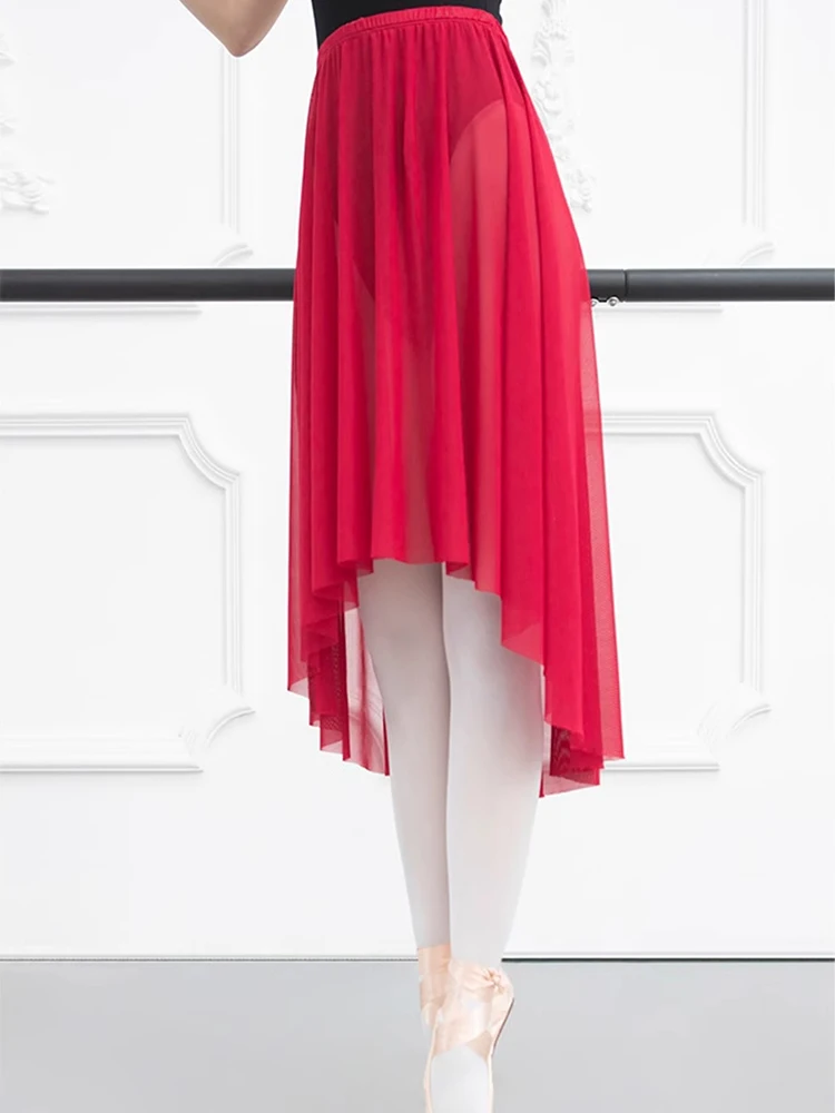 High Low Chiffon Ballet Dance Side-Dip Wrap Tutu Skirt for Ballroom Latin Salsa Tango Performance Studio Practice Clothing thumbnail 2