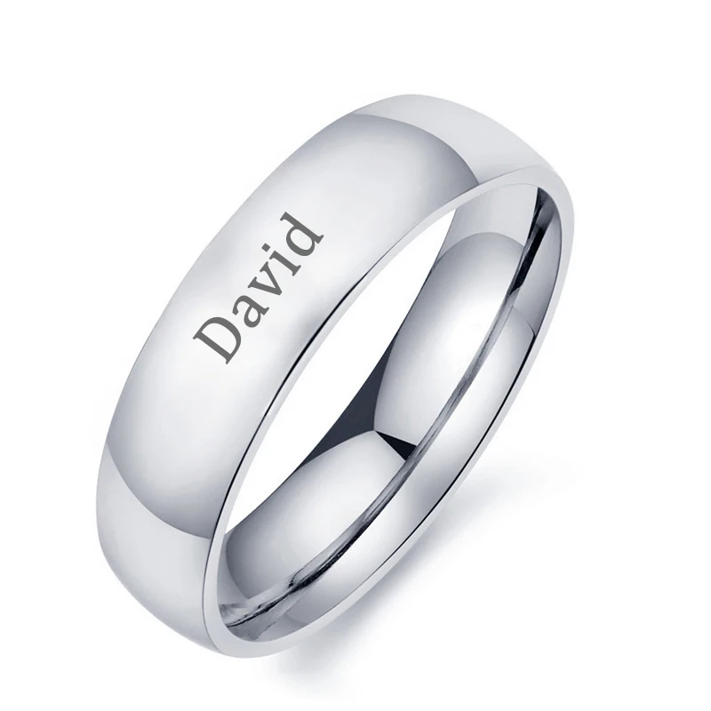 Acheerup Personalized Engrave Name Date 4mm/6mm/8mm Rings for Women Stainless Steel Gold Color Sphere Couple Rings Jewelry Gift thumbnail 6
