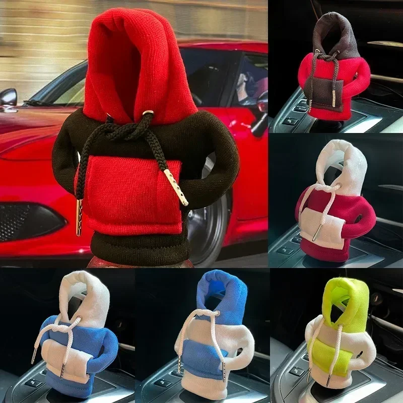 Fashion Hoodie Car Shift Knob Cover Manual Handle Gear Lever Decoration Hoodie Cover Automatic Car Interior Accessories thumbnail 2