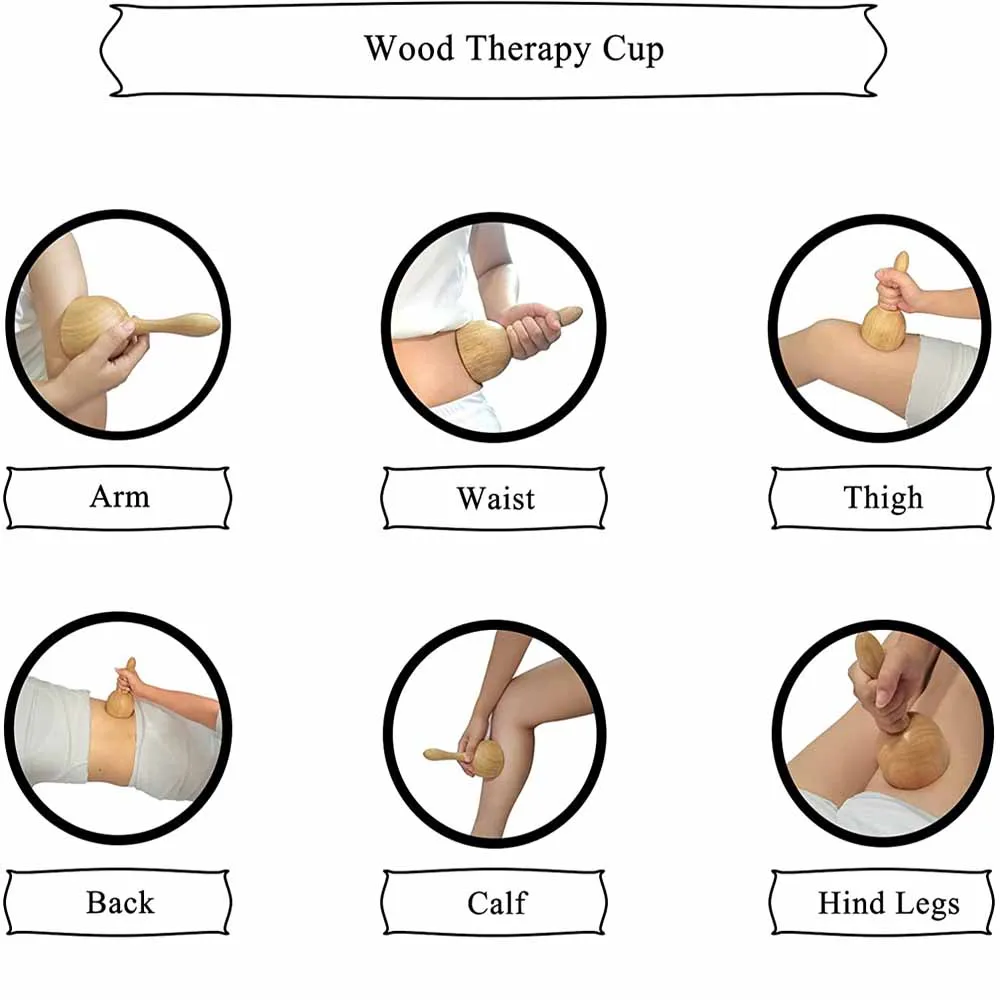 Wooden Handheld Massage Cup,Wooden Swedish Cup, Lymphatic Drainage Massage Tool,for Body Sculpting Anti-Cellulite Gua Sha thumbnail 6