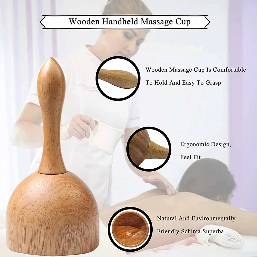 Wooden Handheld Massage Cup,Wooden Swedish Cup, Lymphatic Drainage Massage Tool,for Body Sculpting Anti-Cellulite Gua Sha thumbnail 3