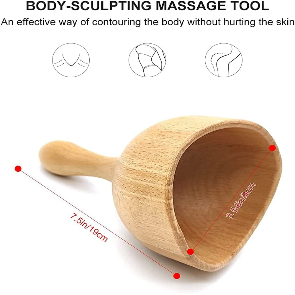 Wooden Handheld Massage Cup,Wooden Swedish Cup, Lymphatic Drainage Massage Tool,for Body Sculpting Anti-Cellulite Gua Sha thumbnail 2