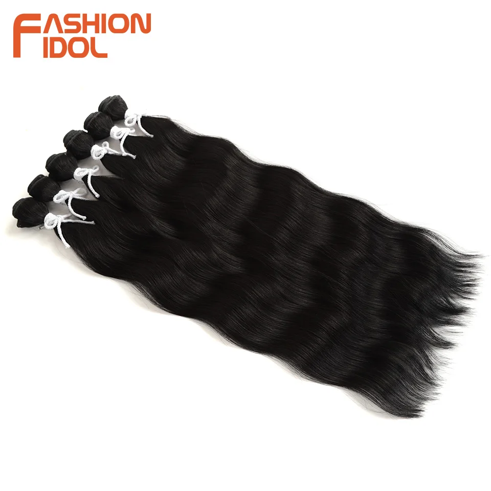 FASHION IDOL 6Pcs Water Wave Hair Bundles Synthetic Hair Extensions 20 inch Ombre Blonde Fake Hair Weave Body Wave Fiber Hair thumbnail 3