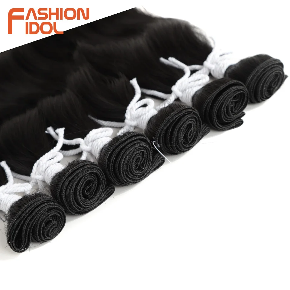 FASHION IDOL 6Pcs Water Wave Hair Bundles Synthetic Hair Extensions 20 inch Ombre Blonde Fake Hair Weave Body Wave Fiber Hair thumbnail 5
