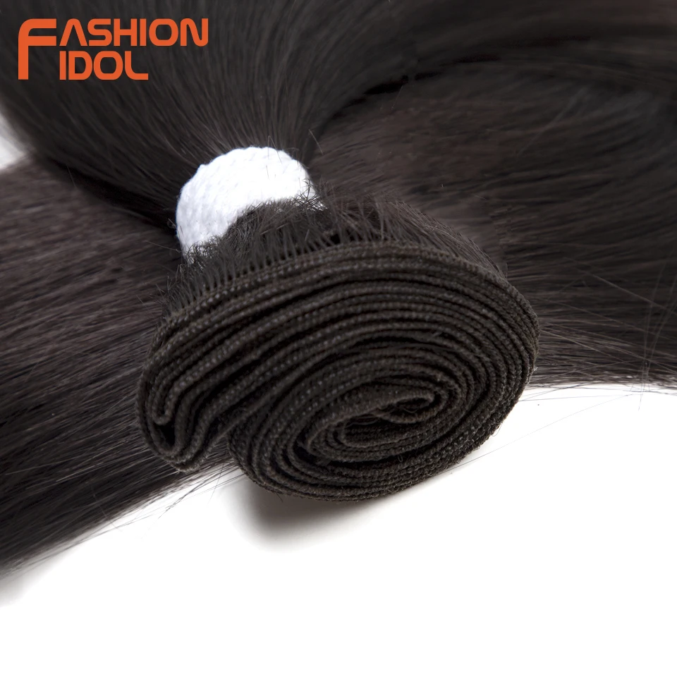 Bone Straight Hair Extensions Ombre Blonde Hair Bundles Super Long Hair Synthetic 24 Inch Straight Hair Full to End FASHION IDOL thumbnail 5