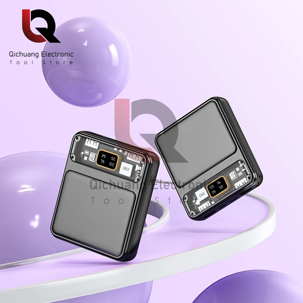 Power Bank Battery Dual USB Battery Pack Digital Display Mini 3 18650 Batteries Transparent Screen Power Bank For Xiaomi Lphone thumbnail 4
