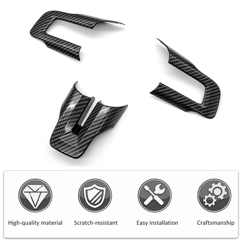 Carbon Fiber Style Steering Wheel Panel Cover Trim Sticker For Ford Mustang 2015-2023 Car Interior Accessories thumbnail 5