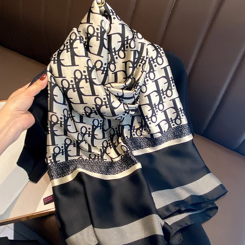 180x90cm Women Printed Long Silk Satin Scarf Shawl Headbands Headscarf Neckties Neckerchief Beach Towel Cover Ups thumbnail 6
