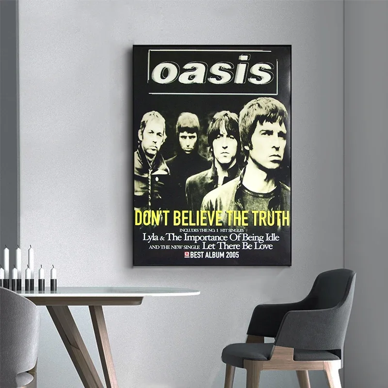 O-Oasis band Poster Hot Music Poster Album Canvas Printing Poster Wall Art Decor Black and White For Home Living Room Decoration thumbnail 3