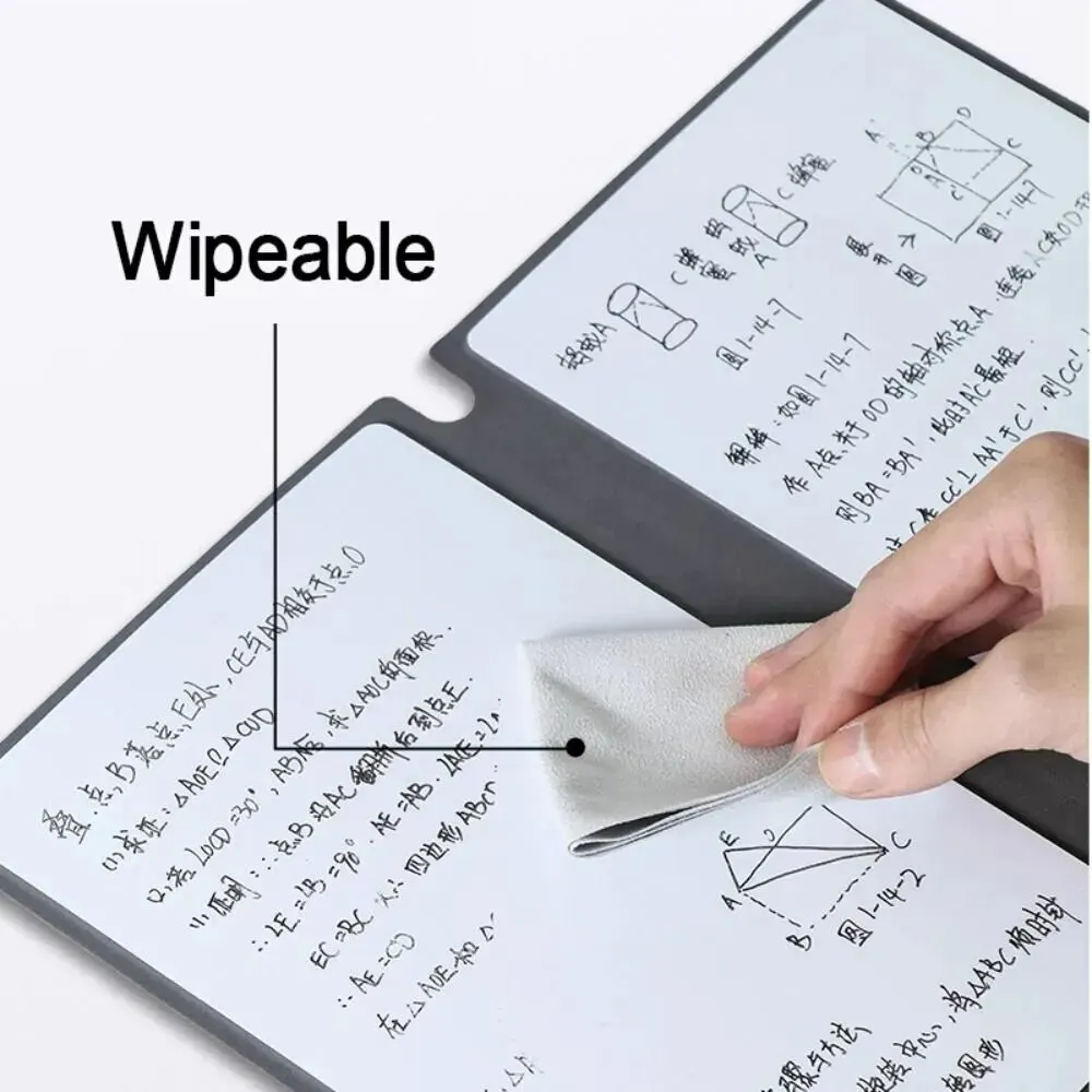 1 Pcs Reusable Whiteboard Notebook Set With Whiteboard Pen Erasing Cloth Leather Memo Pad Weekly Planner Portable Stylish Office thumbnail 4