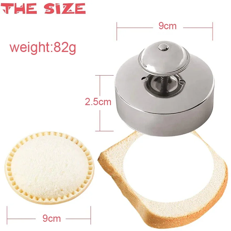 Sandwich Cutter and Sealer for Kids Stainless Steel Round Sandwich Maker Pastry Cookies Mold for  Hamburgers Baking Bento Tools thumbnail 6
