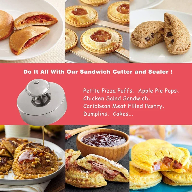 Sandwich Cutter and Sealer for Kids Stainless Steel Round Sandwich Maker Pastry Cookies Mold for  Hamburgers Baking Bento Tools thumbnail 3
