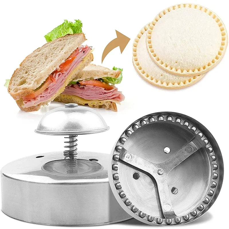 Sandwich Cutter and Sealer for Kids Stainless Steel Round Sandwich Maker Pastry Cookies Mold for  Hamburgers Baking Bento Tools