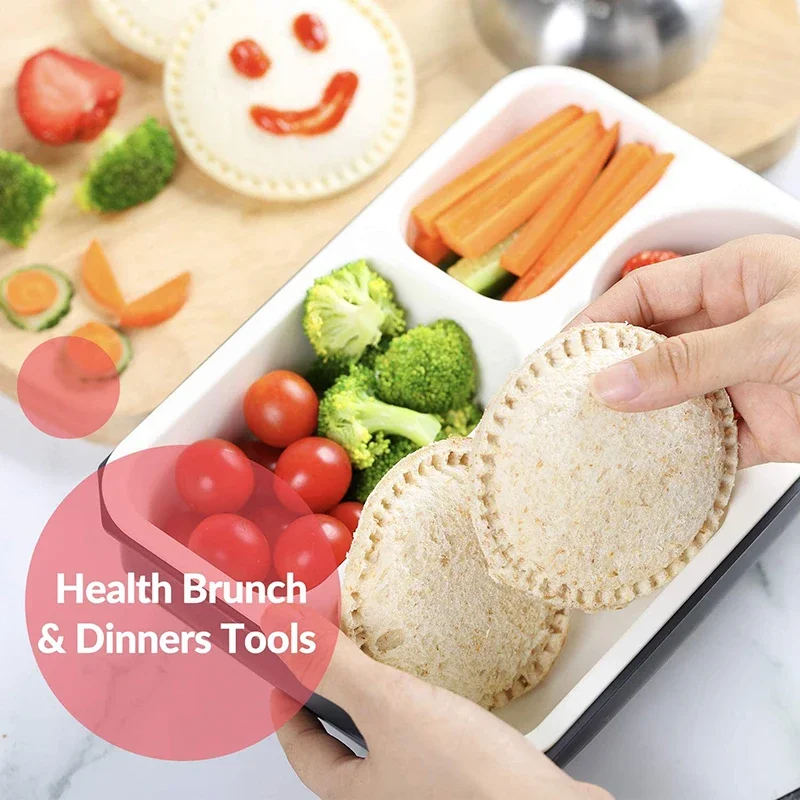Sandwich Cutter and Sealer for Kids Stainless Steel Round Sandwich Maker Pastry Cookies Mold for  Hamburgers Baking Bento Tools thumbnail 2