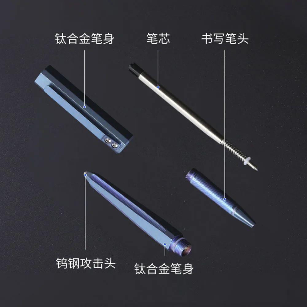 TC4 Titanium Alloy Tactical Pen Camping Multi-functional Self-defense Break Windows Pen Signature Pen For Man Women's Man Gift thumbnail 2