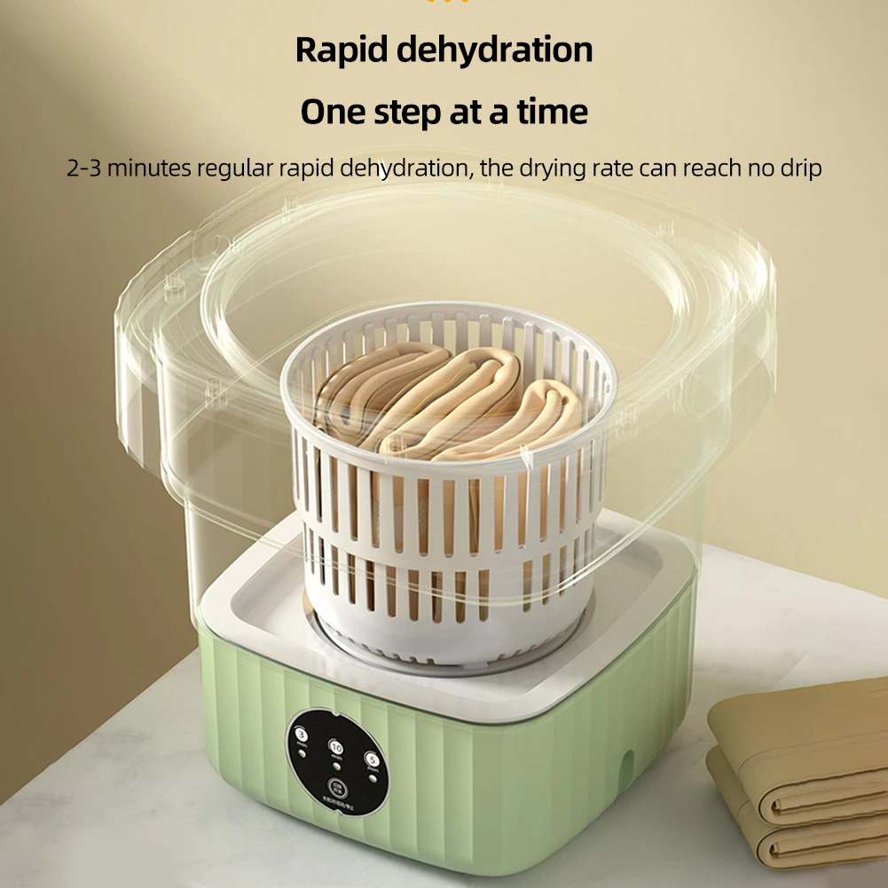 9L Mini Foldable Washing Machine Portable Underwear Sock Washer With Spin Dryer For Baby Clothes Family Travel Folding Students thumbnail 3