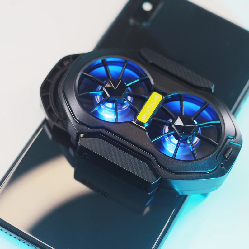 FS01 Dual Fan Rechargeable Mobile Phone Cooler Radiator Long Lasting Stronger Cooling Air Cooling Clip design with Game Button thumbnail 3