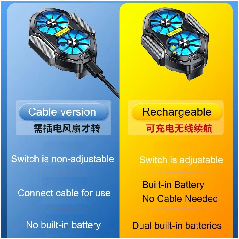 FS01 Dual Fan Rechargeable Mobile Phone Cooler Radiator Long Lasting Stronger Cooling Air Cooling Clip design with Game Button thumbnail 6