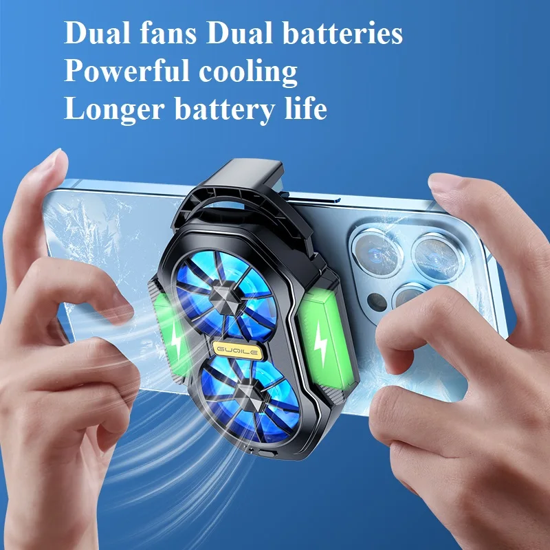FS01 Dual Fan Rechargeable Mobile Phone Cooler Radiator Long Lasting Stronger Cooling Air Cooling Clip design with Game Button thumbnail 2