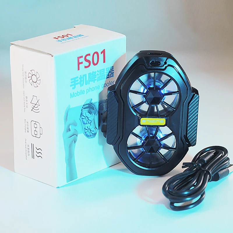 FS01 Dual Fan Rechargeable Mobile Phone Cooler Radiator Long Lasting Stronger Cooling Air Cooling Clip design with Game Button thumbnail 5