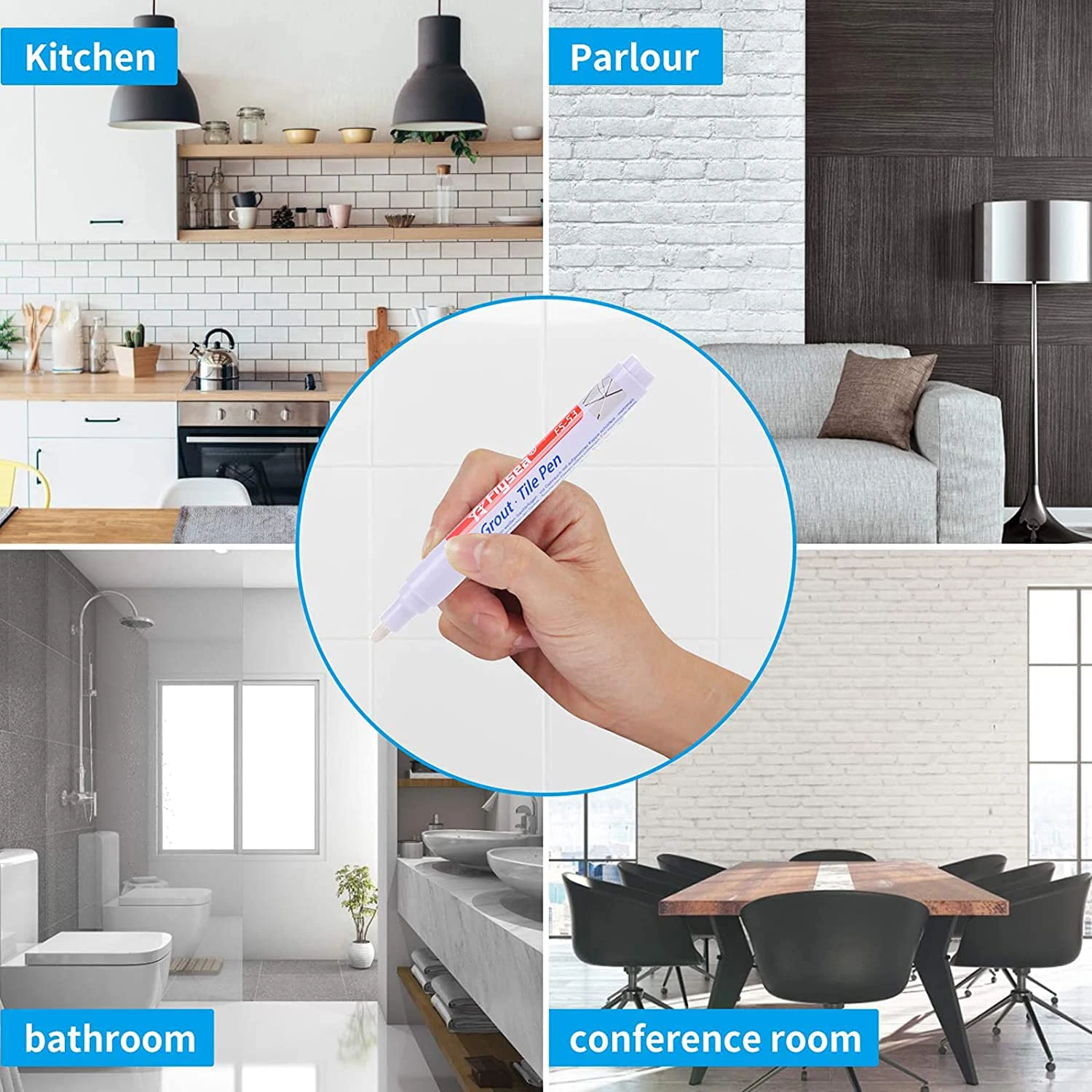 Grout Pen Waterproof Tile Marker Wall Seam Pen, for Tiles Floor Bathroom Decontamination Seam Repair (Black,White,Beige) thumbnail 6