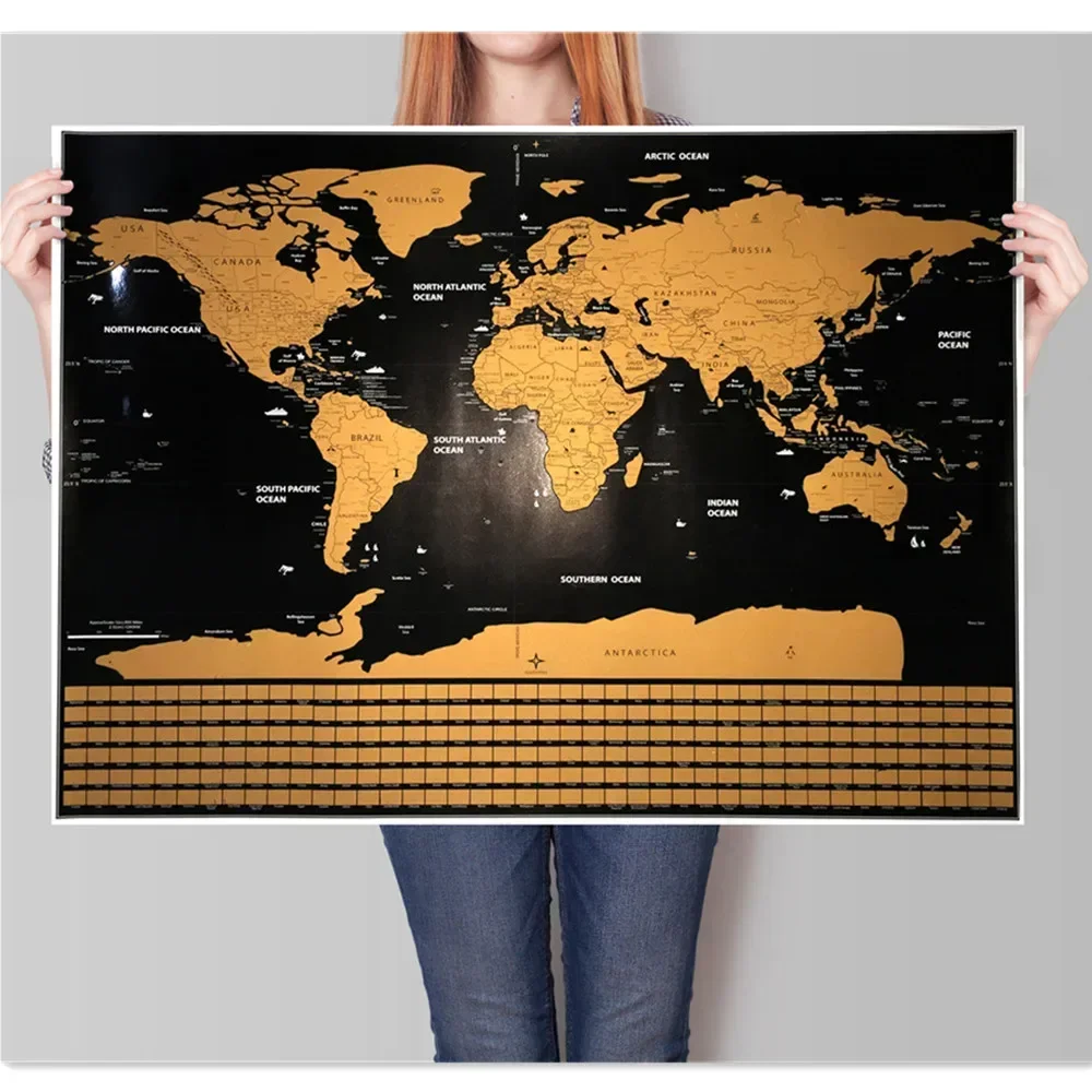 Deluxe Travel Scratch off Maps with National Flags, Biggest Cities & Capitals, Detailed Cartography Scratch Maps, Global Maps a7 thumbnail 2
