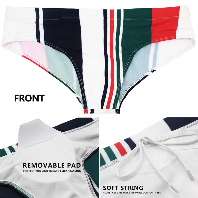 Datifer 2026 Summer Mens Shorts Polyester Sexy Low Waist Swim Briefs Removerable Pad Traje De Baño Hombre Underpants Swimwear thumbnail 3