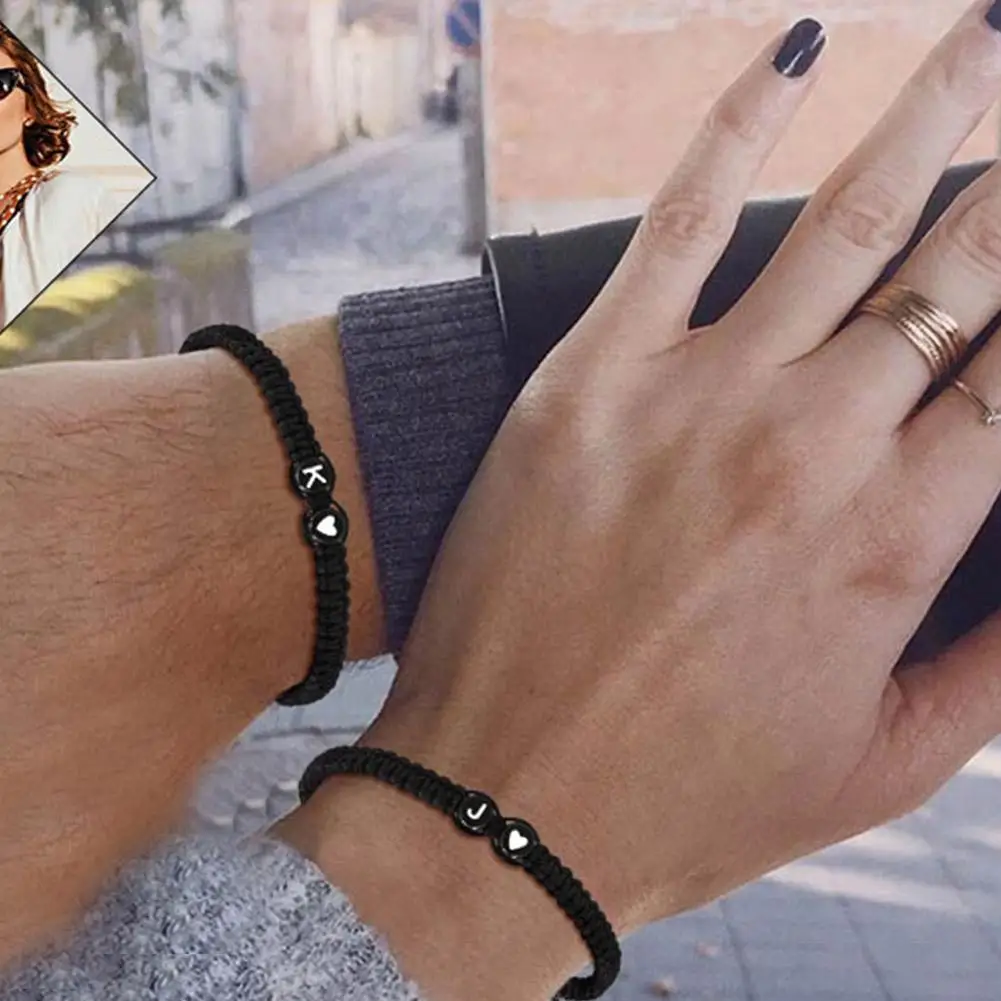 26 Letters Initial Heart Bracelets Handmade Adjustable A-Z Name Braided Bracelets For Women Men Friendship Jewelry Gifts thumbnail 6