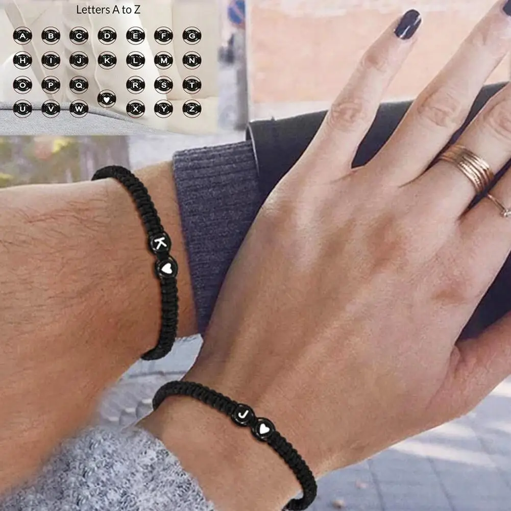 26 Letters Initial Heart Bracelets Handmade Adjustable A-Z Name Braided Bracelets For Women Men Friendship Jewelry Gifts thumbnail 5