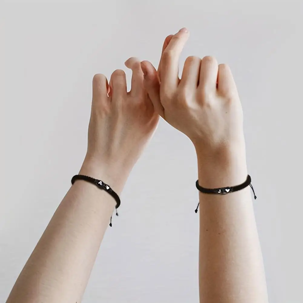 26 Letters Initial Heart Bracelets Handmade Adjustable A-Z Name Braided Bracelets For Women Men Friendship Jewelry Gifts thumbnail 2