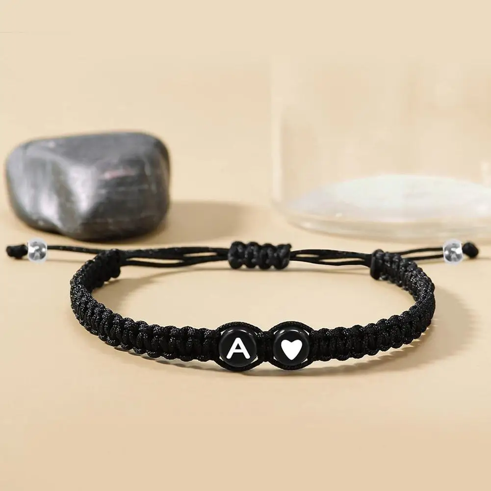 26 Letters Initial Heart Bracelets Handmade Adjustable A-Z Name Braided Bracelets For Women Men Friendship Jewelry Gifts thumbnail 3