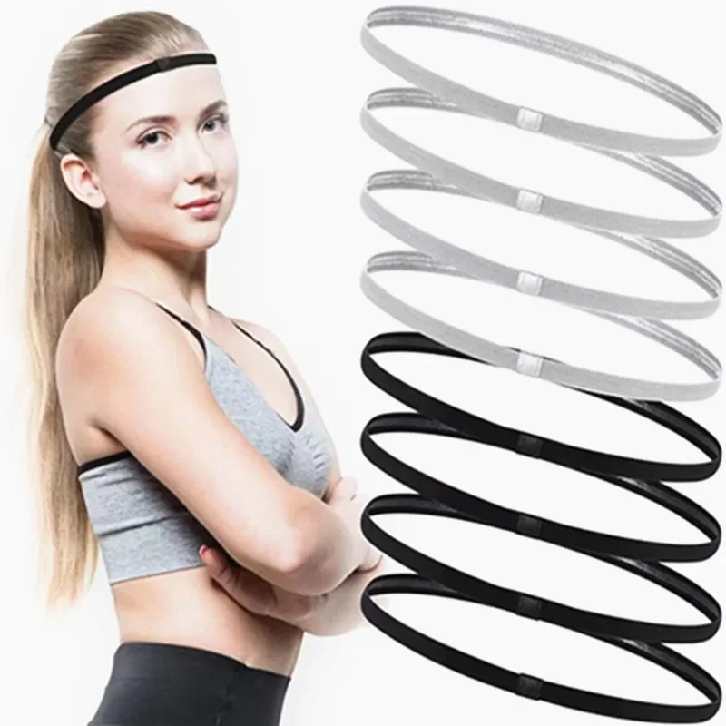 Silicone Non-slip Sports Headband Elastic Outdoor Sports Sweatband Men Women Gym Running Yoga Hair Band Football Tennis Headwrap thumbnail 2