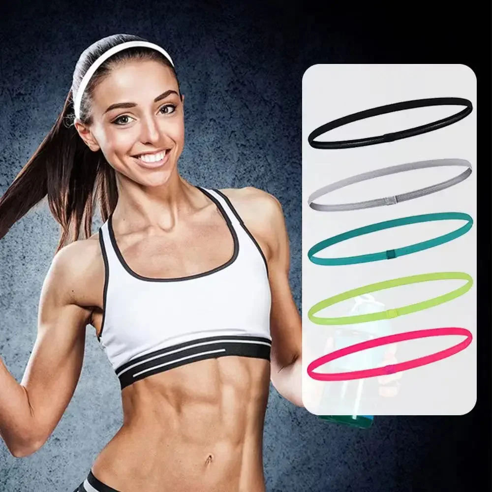 Silicone Non-slip Sports Headband Elastic Outdoor Sports Sweatband Men Women Gym Running Yoga Hair Band Football Tennis Headwrap thumbnail 3
