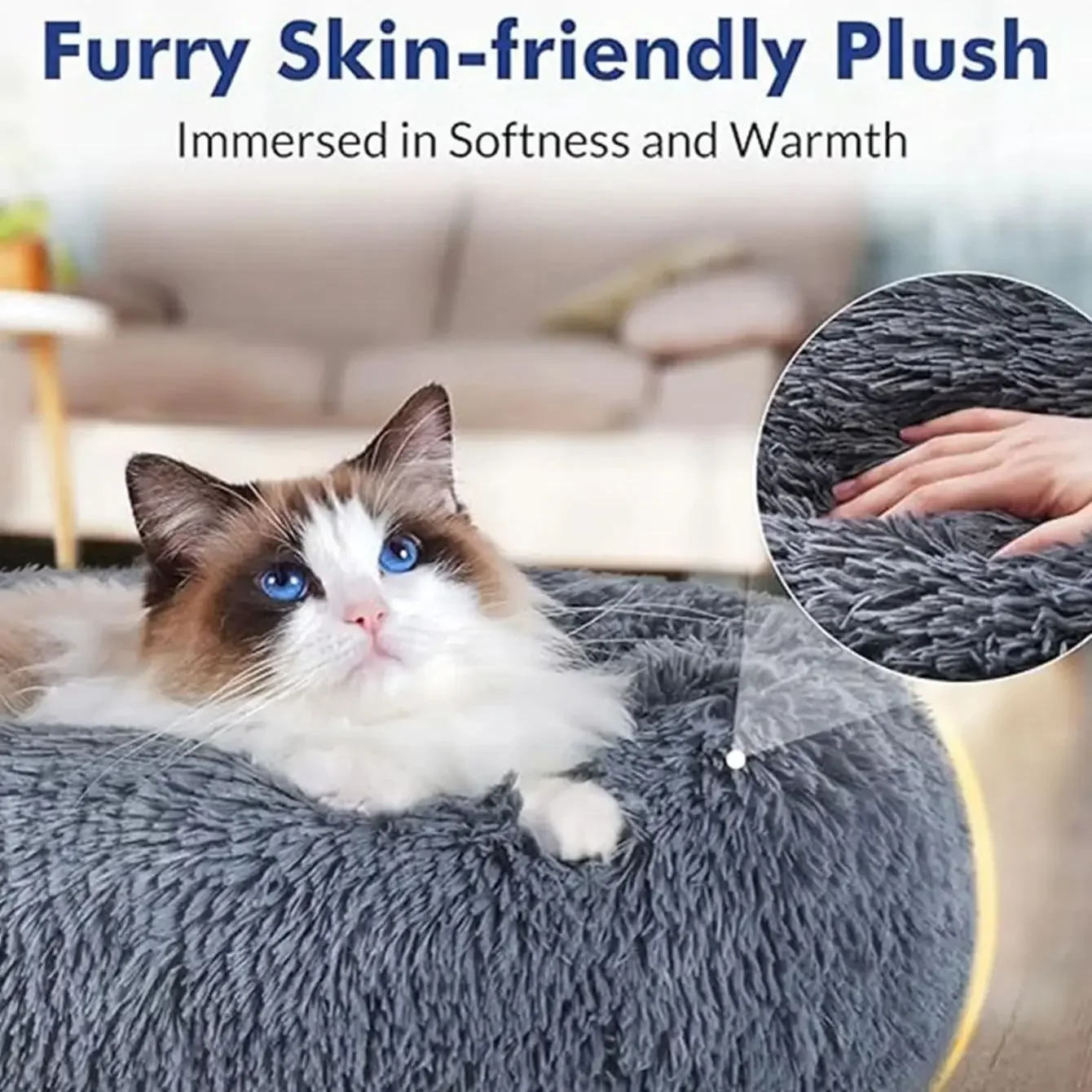 40-90cm 6 Sizes Round Pet Bed for Large Dog Bed Super Soft Cat Bed Plush Dog House for Medium Dog House Winter Warm Sleeping thumbnail 3