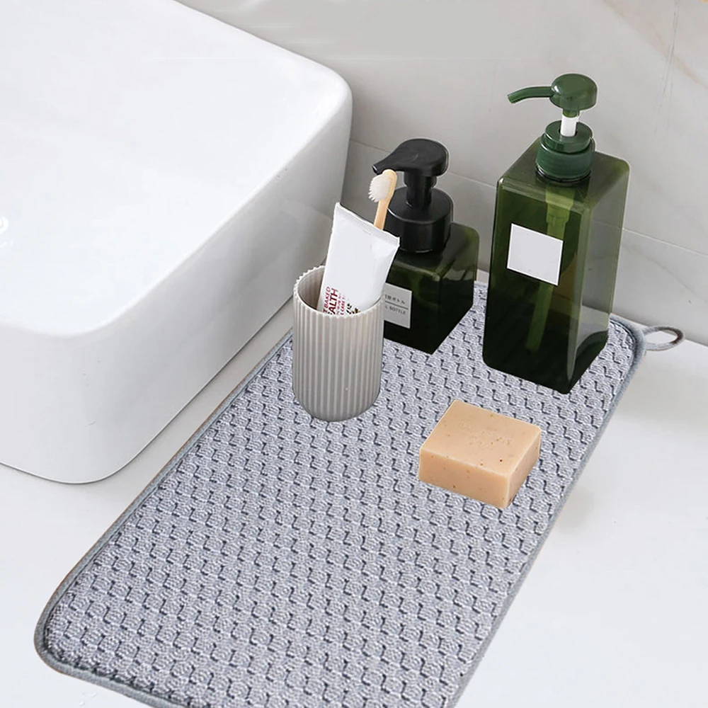 Microfiber Dish Drying Mat Absorbent Dishes Drainer Quick-Drying Insulation Pads Non Slip Tableware Table Placemat For Kitchen thumbnail 4