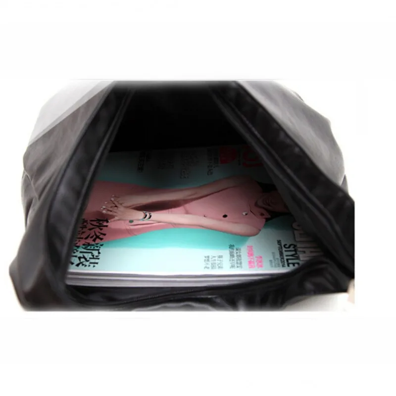 PU Leather Soft Handbag Large Capacity Women Messenger Bag Black Ladies Shoulder Bags For Women Solid Color Zipper Bags thumbnail 5