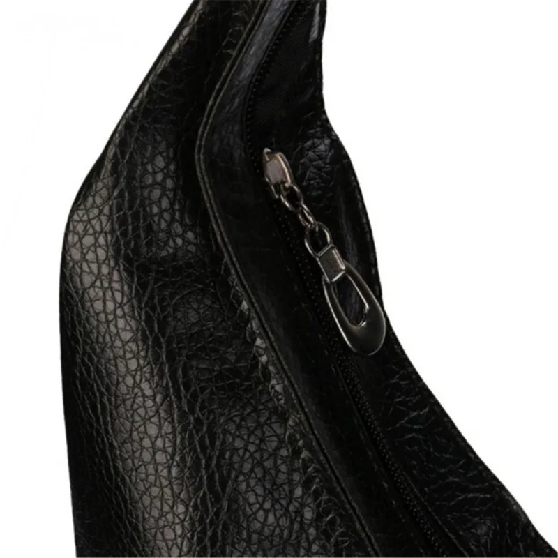 PU Leather Soft Handbag Large Capacity Women Messenger Bag Black Ladies Shoulder Bags For Women Solid Color Zipper Bags thumbnail 6