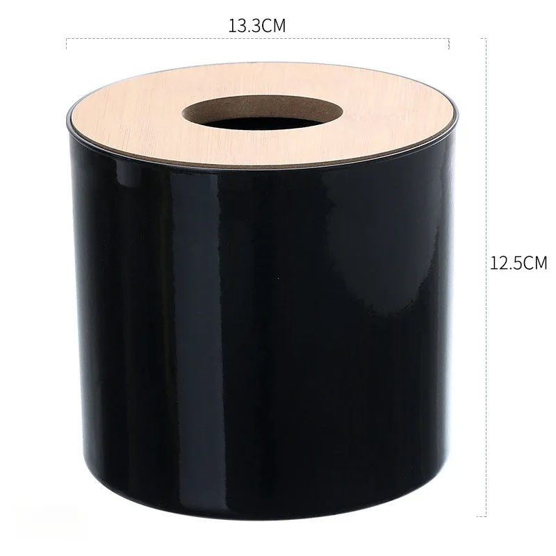 Circular Bamboo and Wood Tissue Box Creative Minimalist Living Room Home Paper Drawer Napkin Box Remote Control Storage Box Roll thumbnail 6