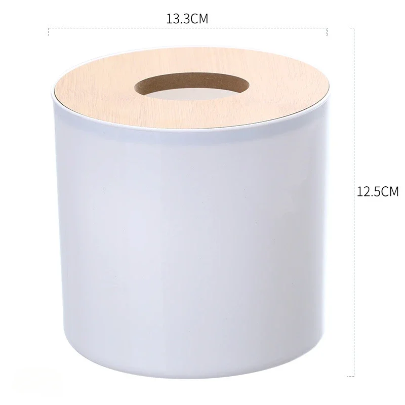 Circular Bamboo and Wood Tissue Box Creative Minimalist Living Room Home Paper Drawer Napkin Box Remote Control Storage Box Roll thumbnail 5